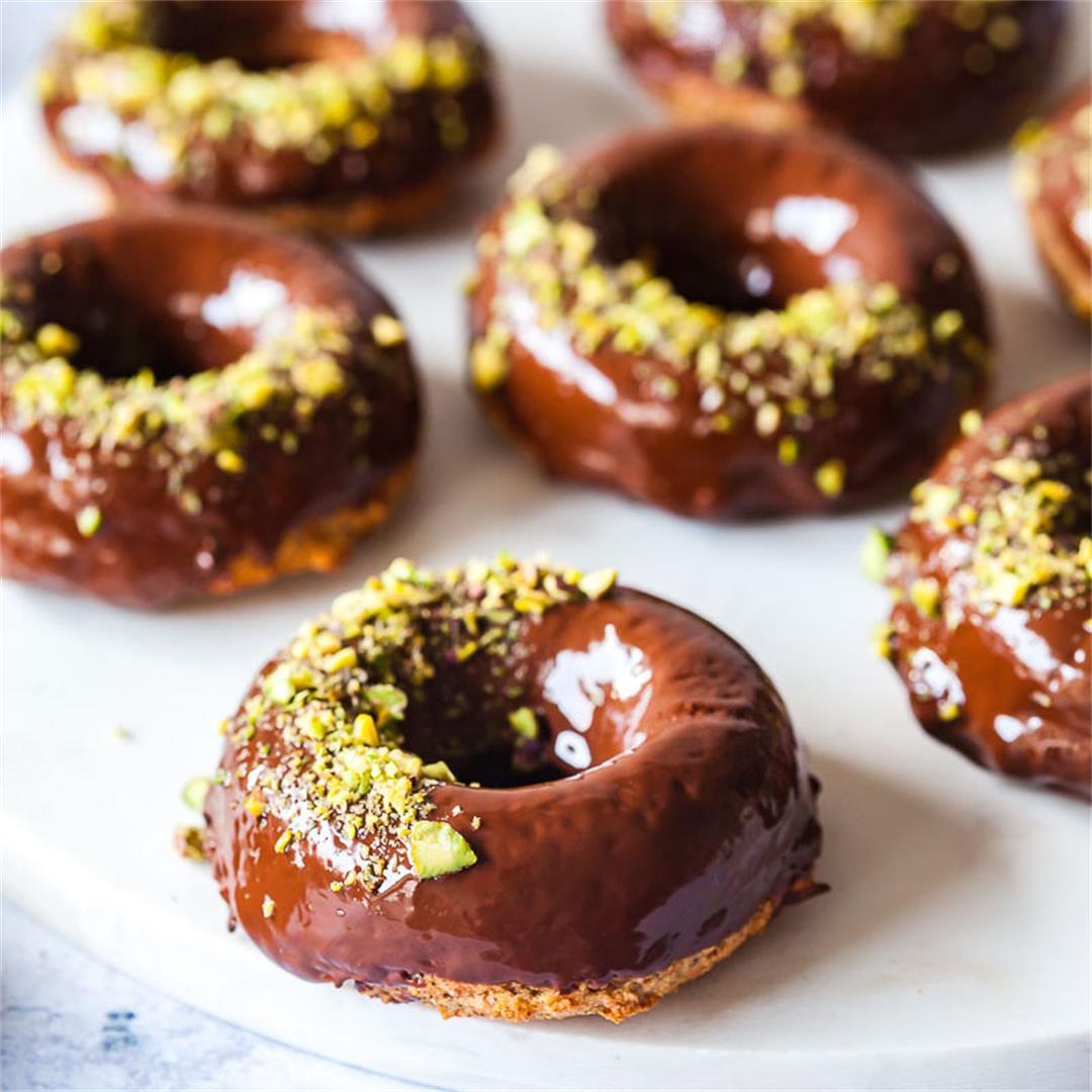 Vegan Chocolate Glazed Baked Donuts