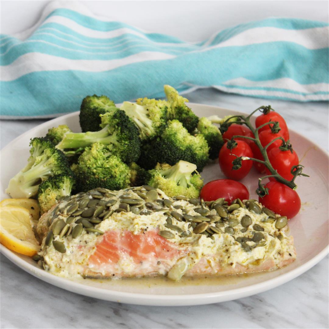 Salmon Baked in Foil with Pesto