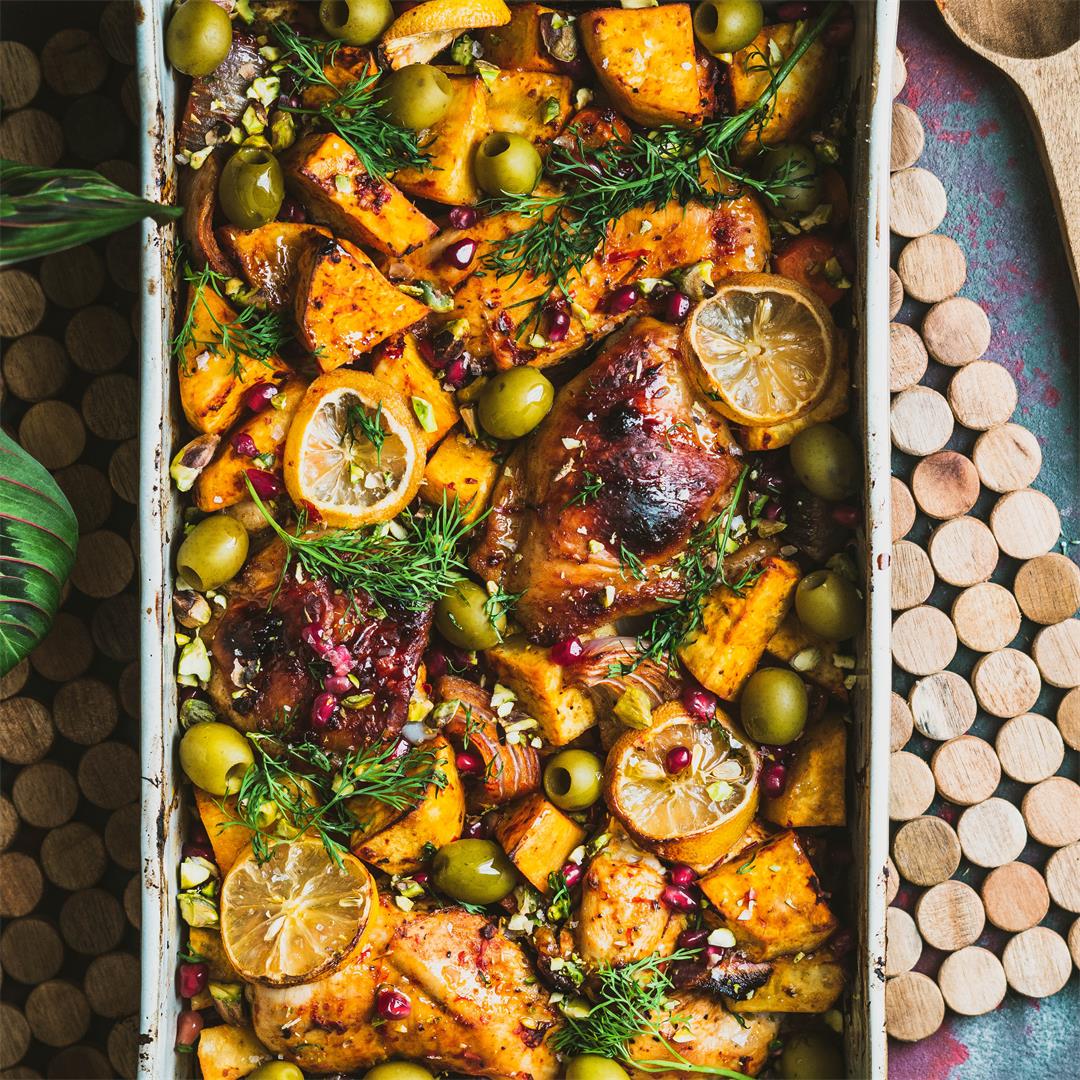 Harissa Chicken with Sweet Potatoes & Carrots