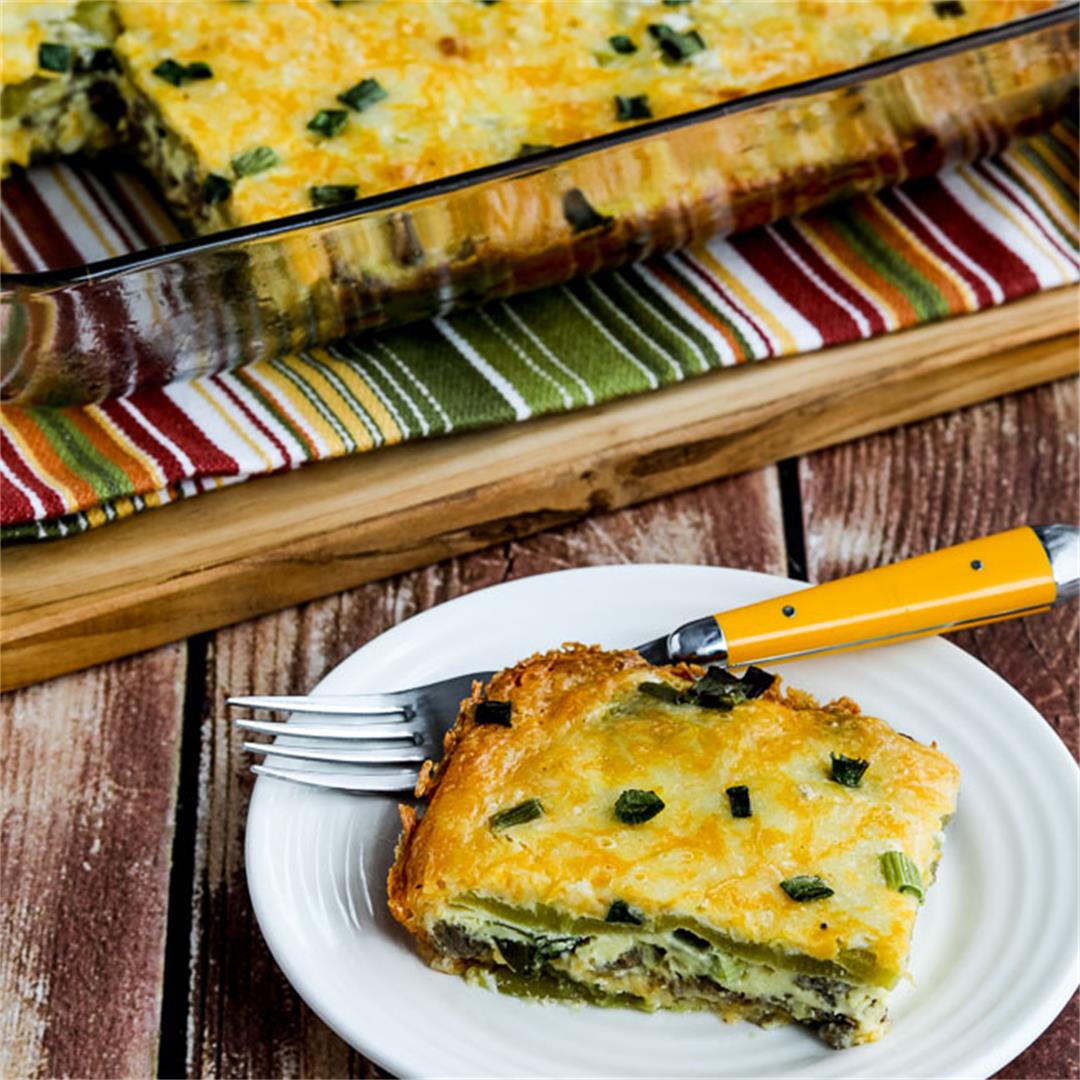 Cheesy Low-Carb Sausage and Green Chile Breakfast Bake