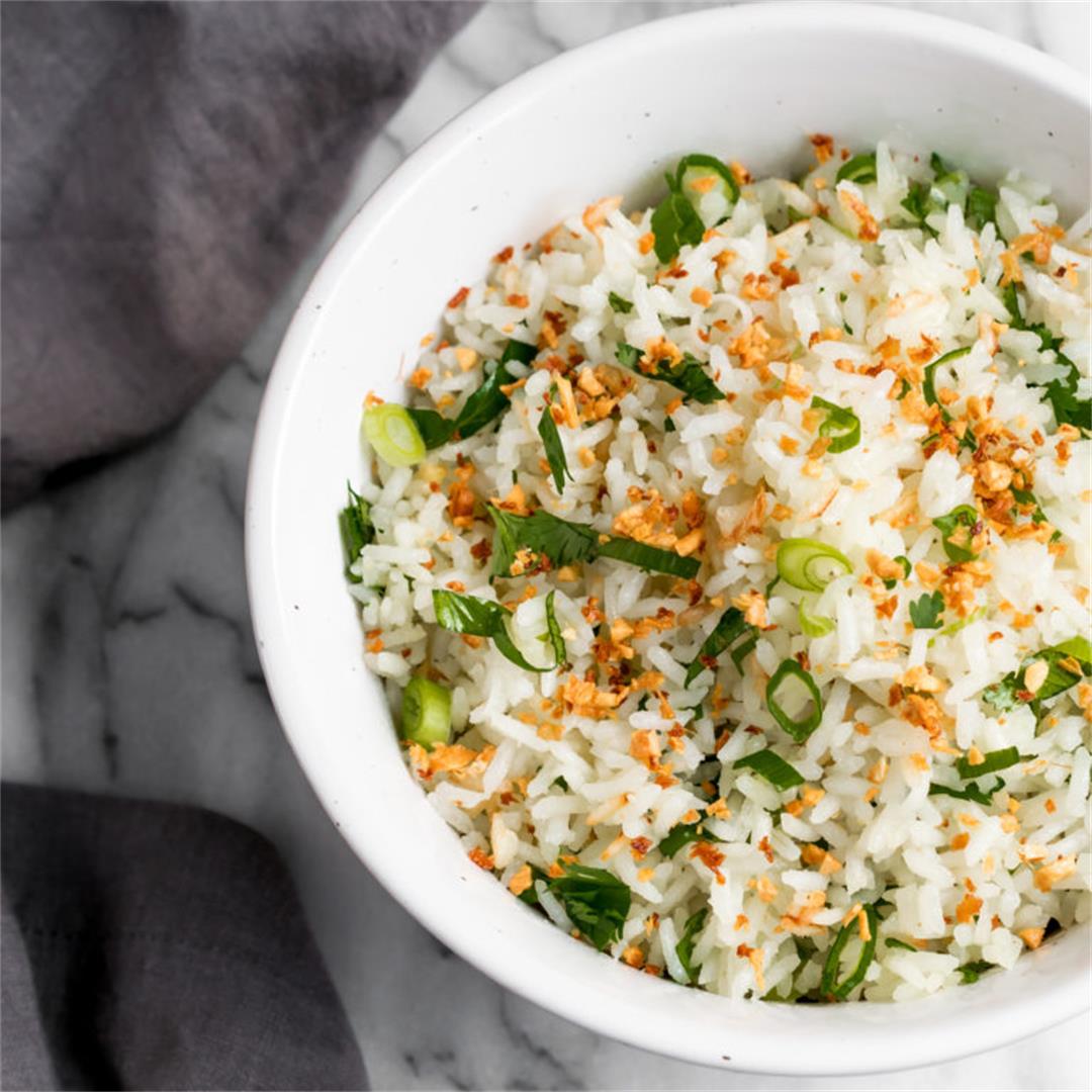 Coconut Rice with Crispy Ginger and Garlic