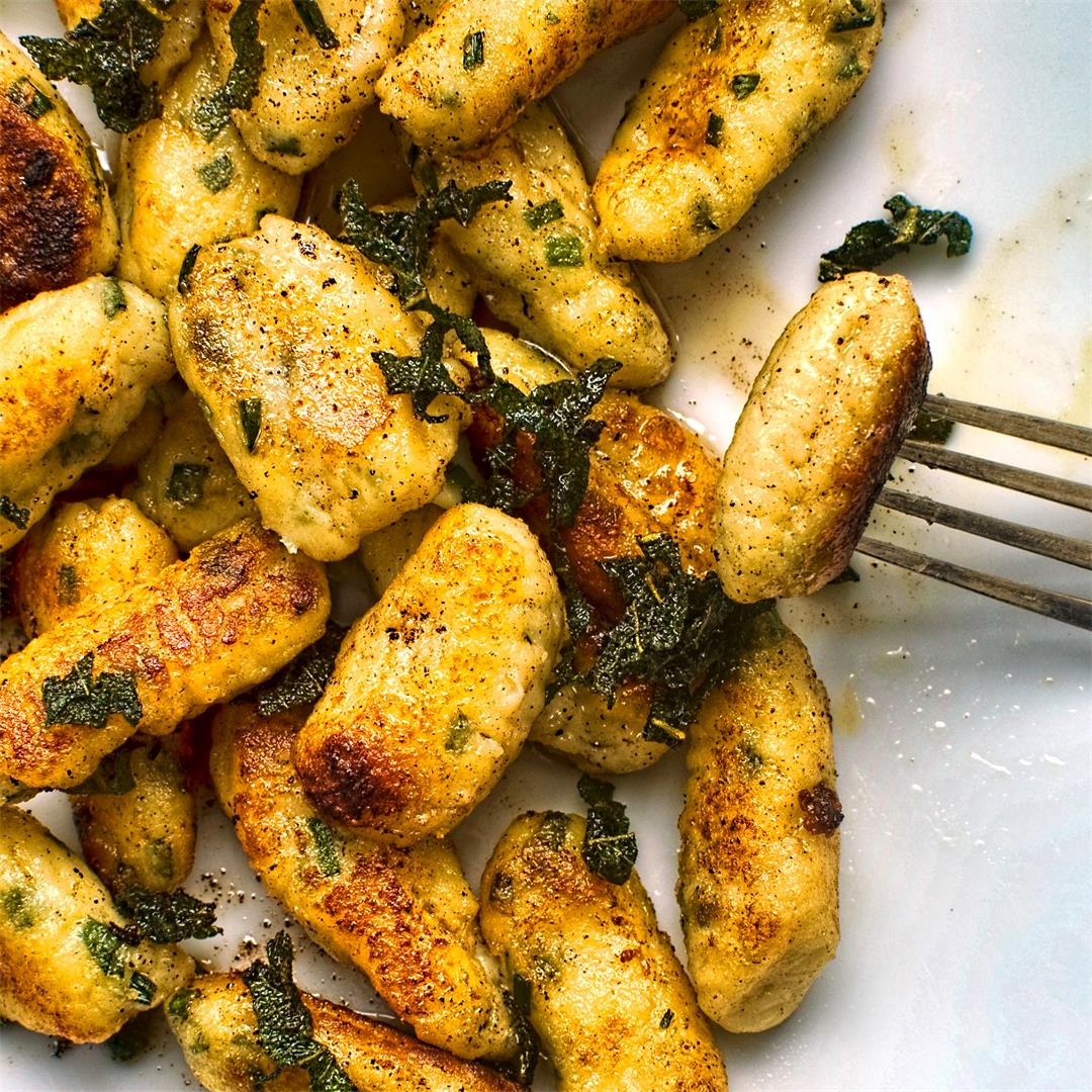parsnip, ricotta and chive gnocchi with lemon and sage butter