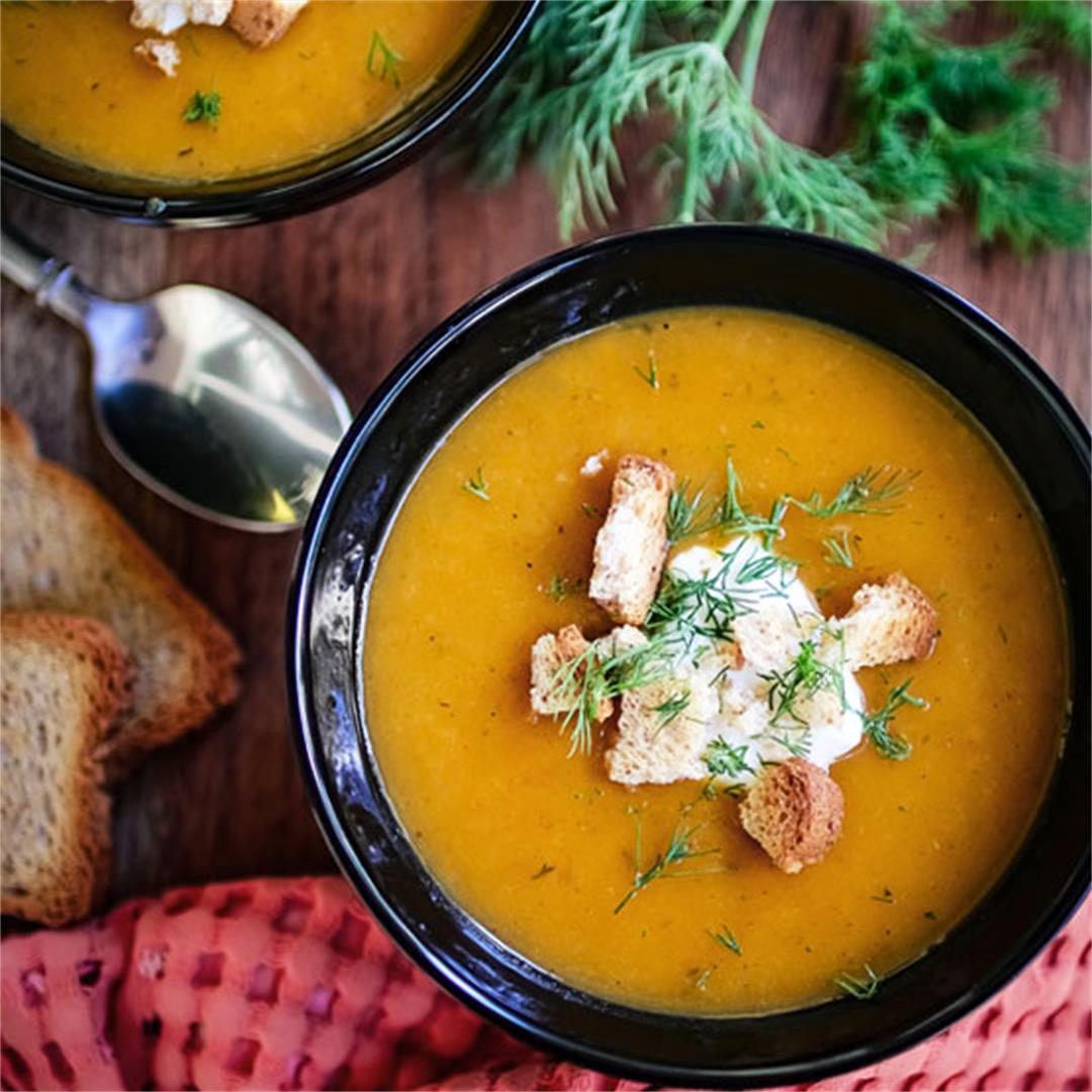 Creamy mixed roots soup