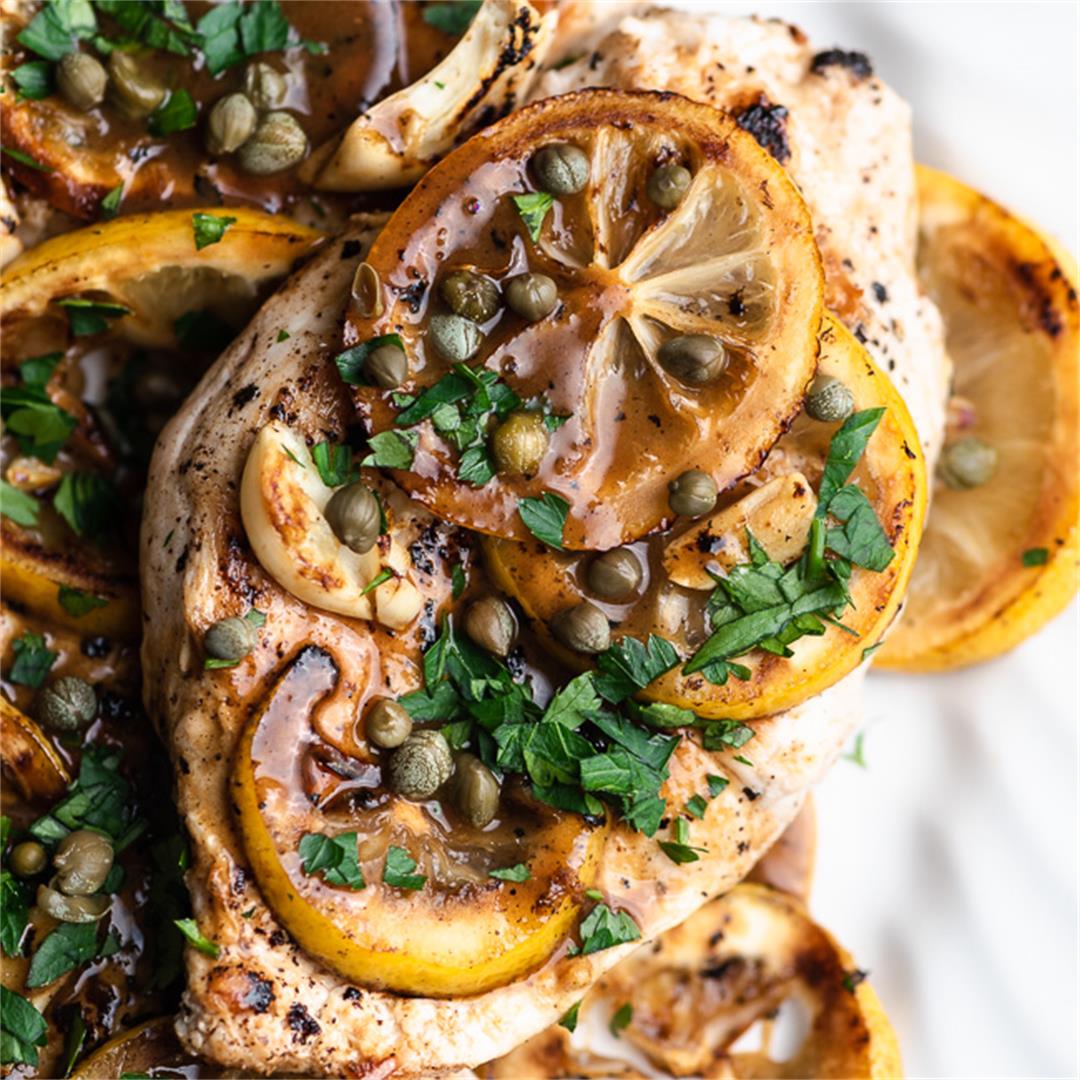 Lemon Chicken Piccata with Roasted Asparagus (Paleo, Whole30)