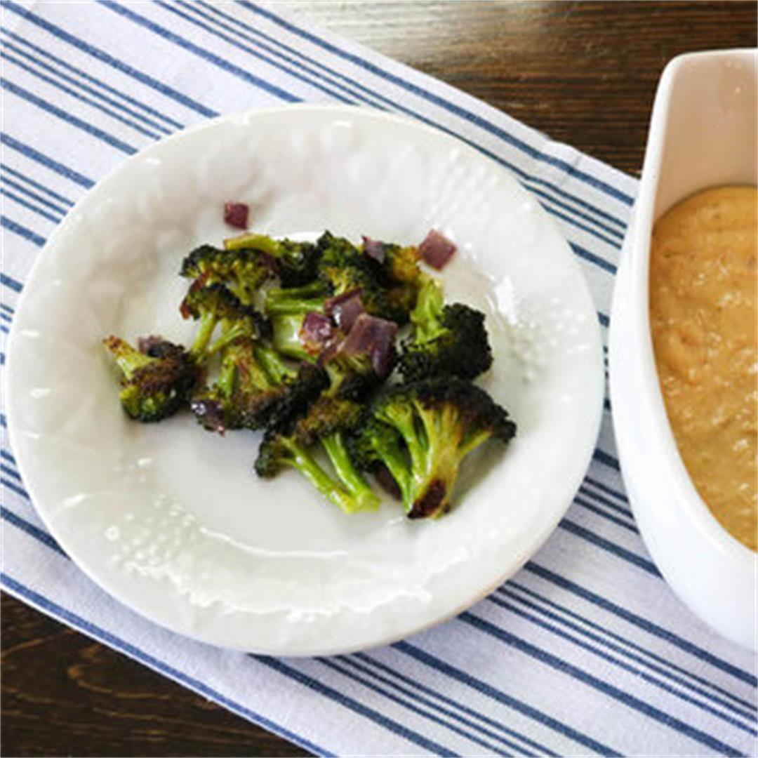 Roasted Broccoli with Tangy Cheese Sauce