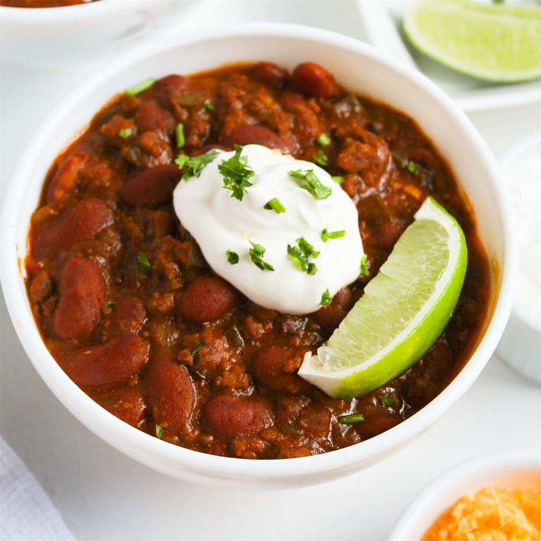 Spicy Beef and Bean Chili • A Scrumptious Bite