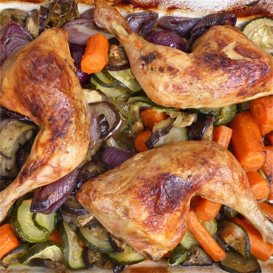 Oven roasted chicken and vegetables