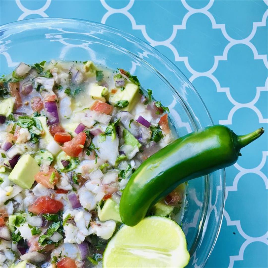 Zesty lime-cooked shrimp ceviche