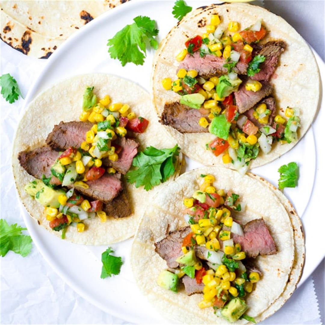 Steak Tacos with Corn Salsa