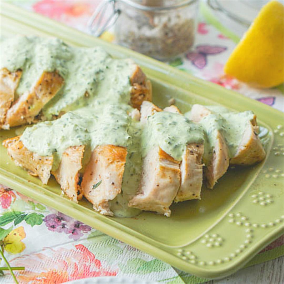 Easy Sous Vide Chicken with Low Carb Creamy Herb Sauce
