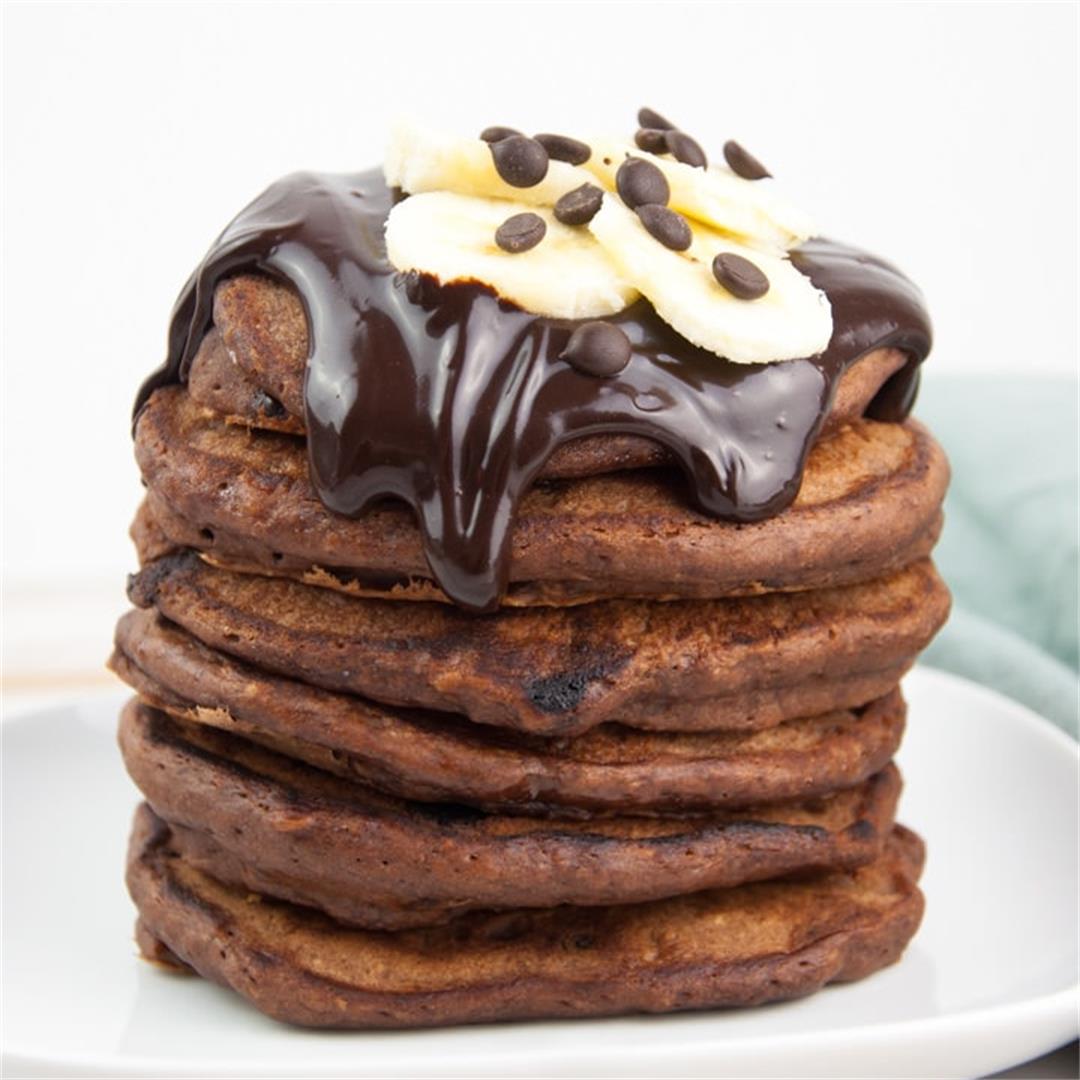Fluffy Vegan Chocolate Banana Pancakes Recipe