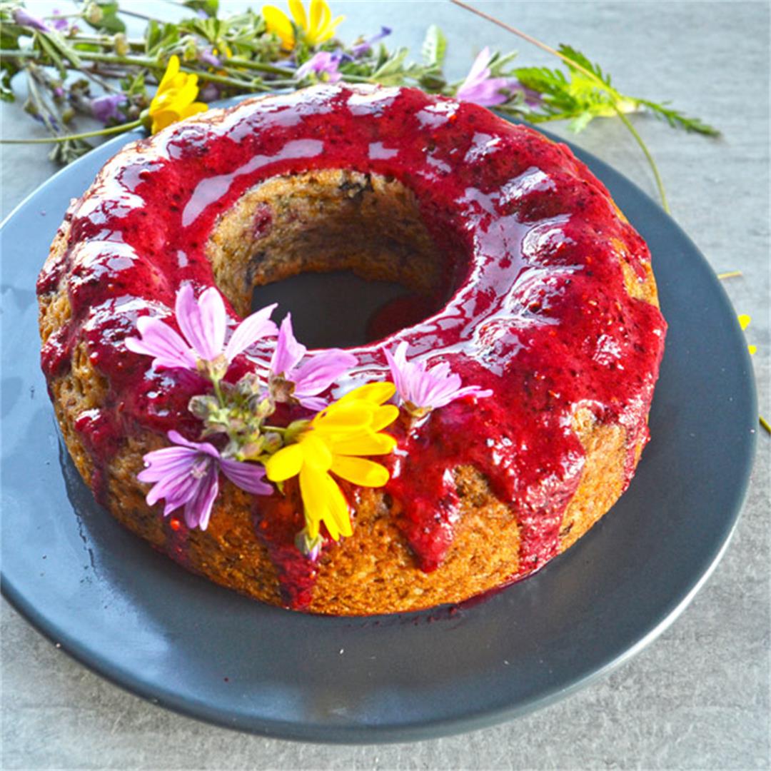 Vegan Yogurt Bundt Cake with Fruits of the Forest - The Fiery V