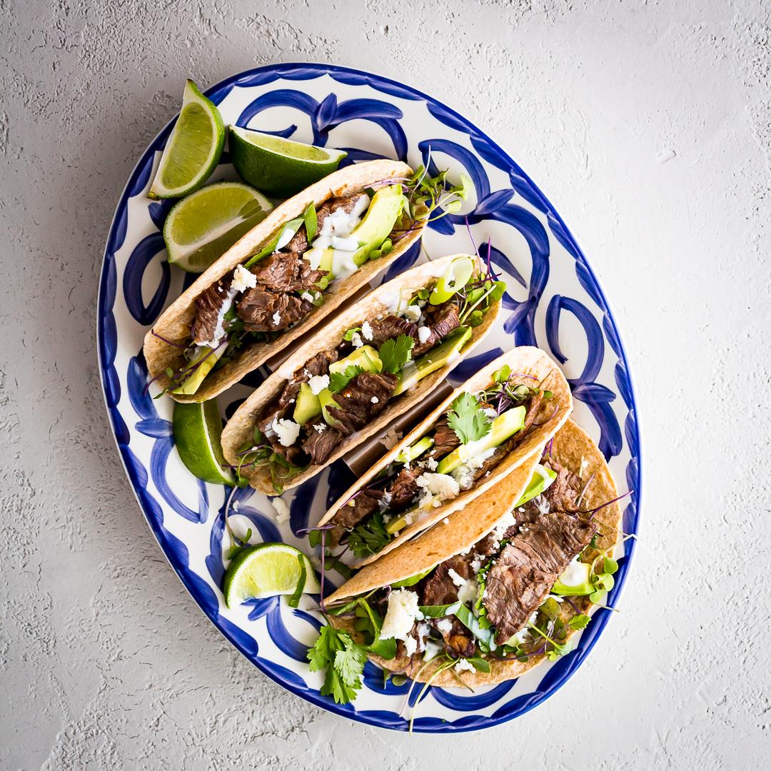 Mexican Skirt Steak Tacos, also known as carne asada tacos