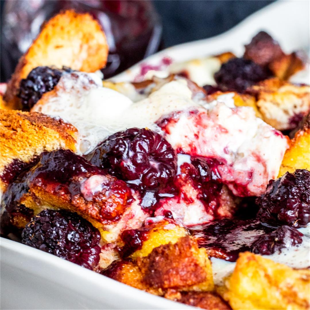 Baked Cinnamon French Toast with Blackberries