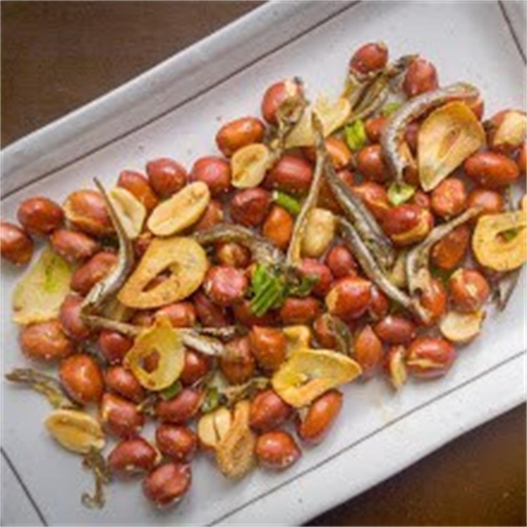Garlicky Peanuts with Fried Garlic and Anchovies