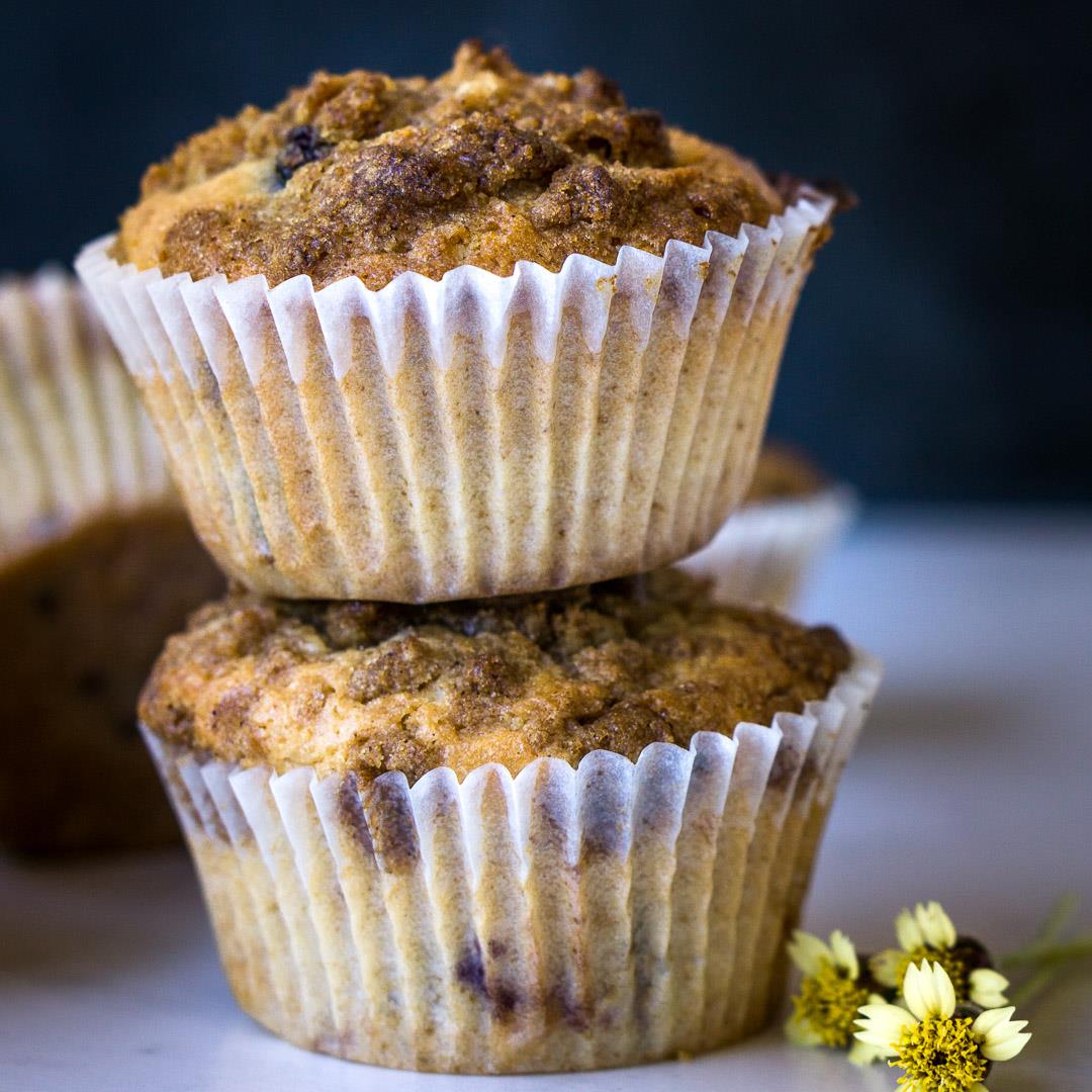 Earl Grey Blueberry Crumb Muffins