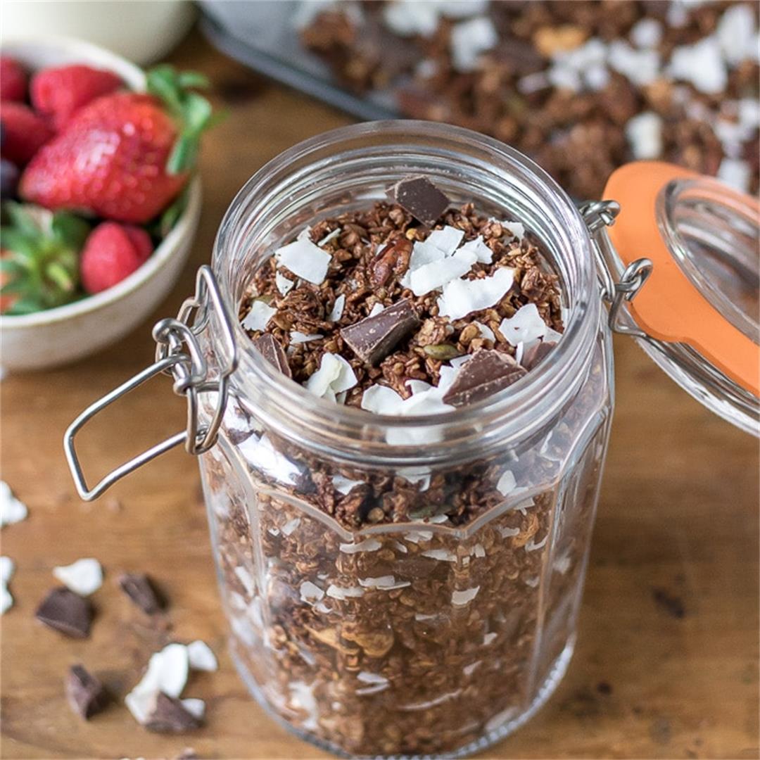 Homemade Granola with Chocolate and Coconut