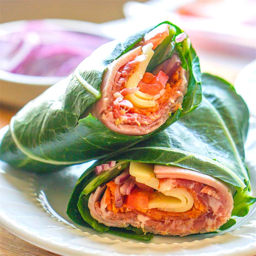 Low Carb Sub Sandwich using Collard Greens Wraps
