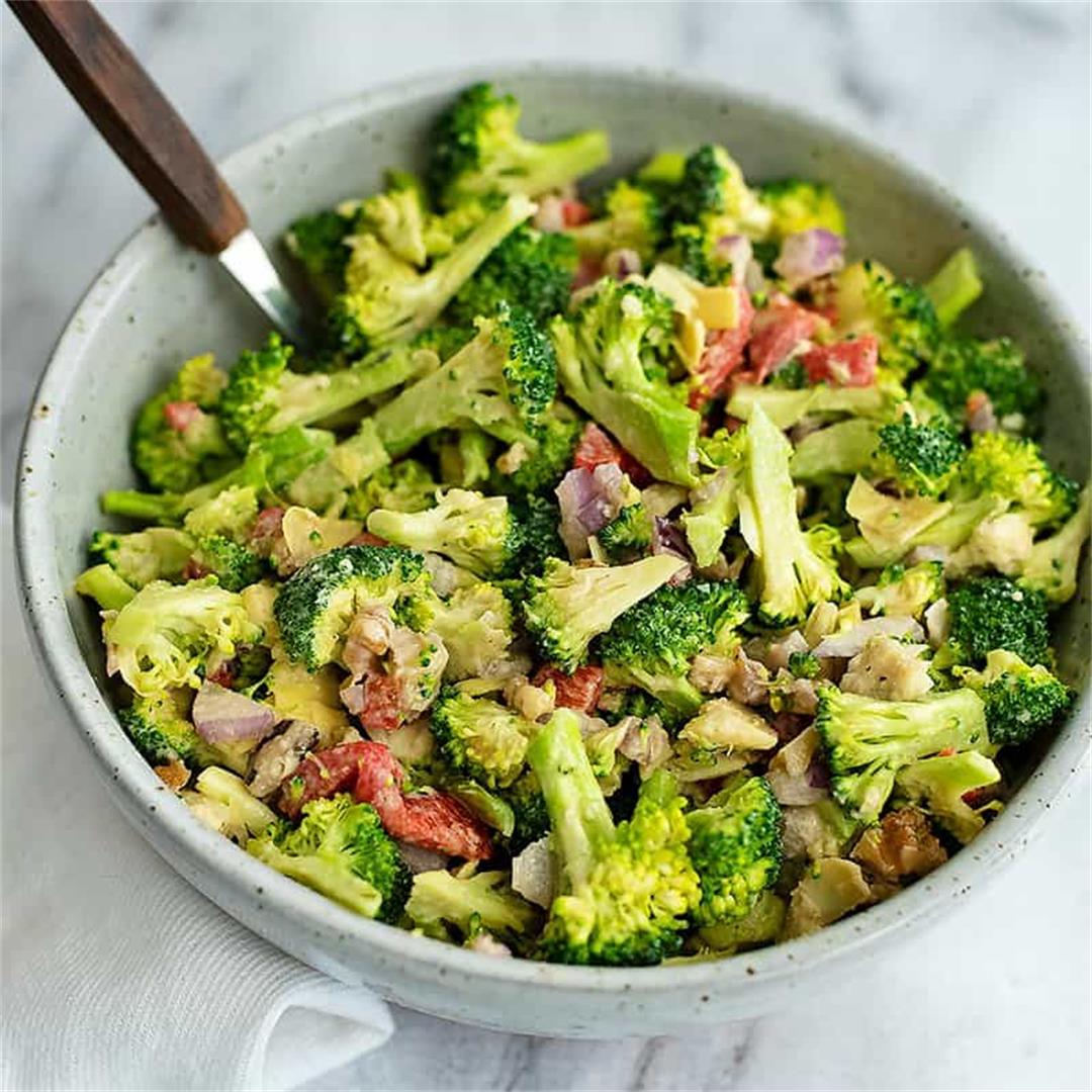 Crunchy Broccoli Salad with Lemon Tahini Dressing