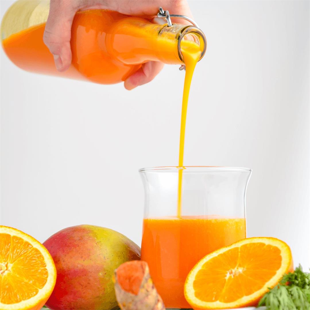 Carrot Mango Juice With Orange & Turmeric