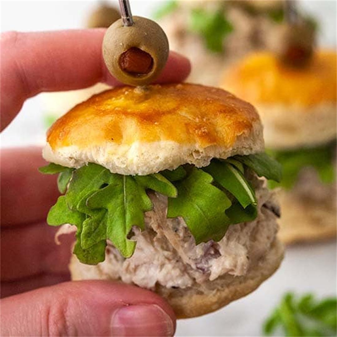 Dill Chicken Salad Sliders with Puff Pastry Buns