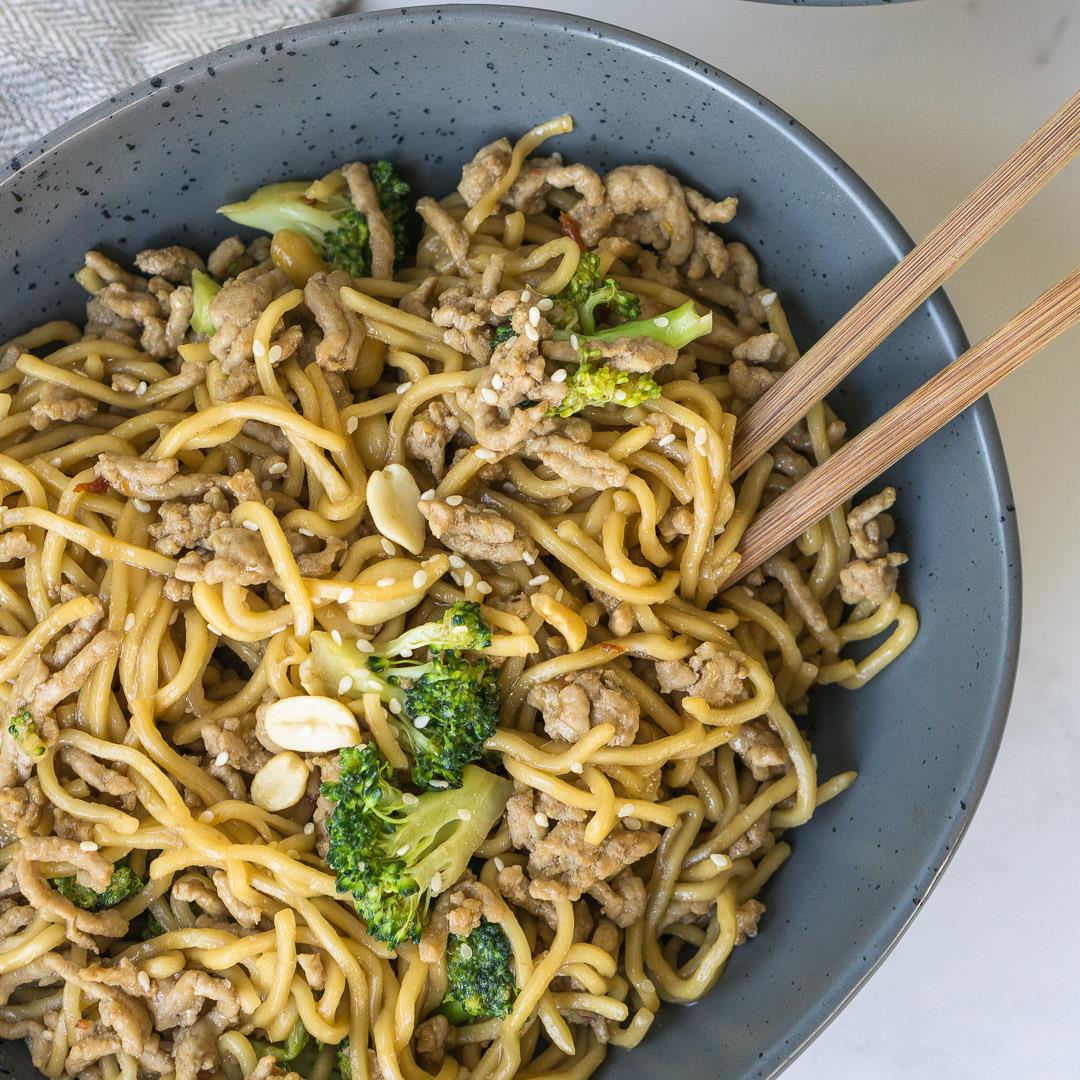 Spicy Pork and Peanut Noodles