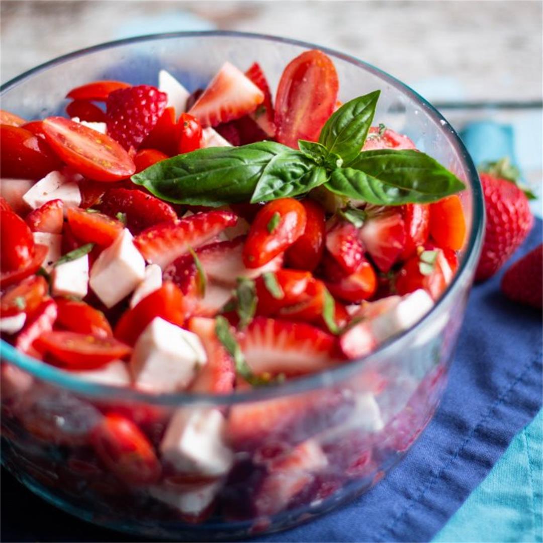 Sweet and Savory Strawberry Caprese Salad