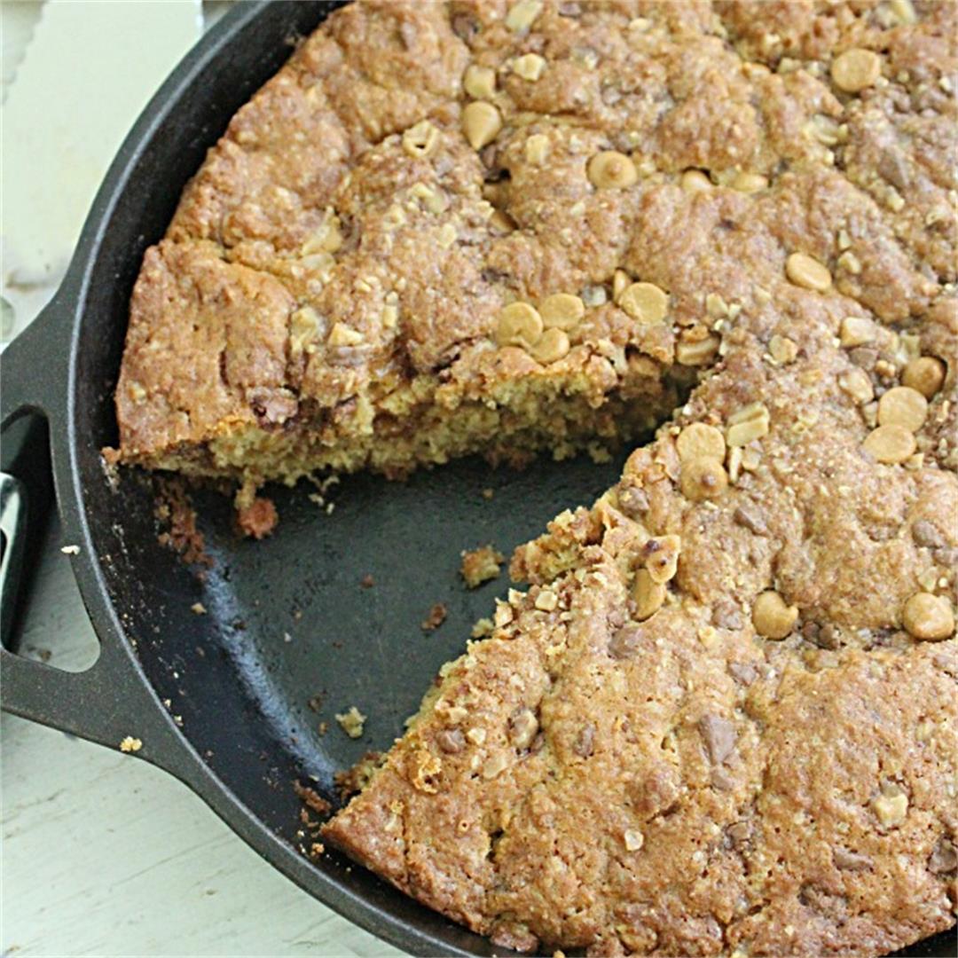 Skillet Peanut Butter Toffee Cookie