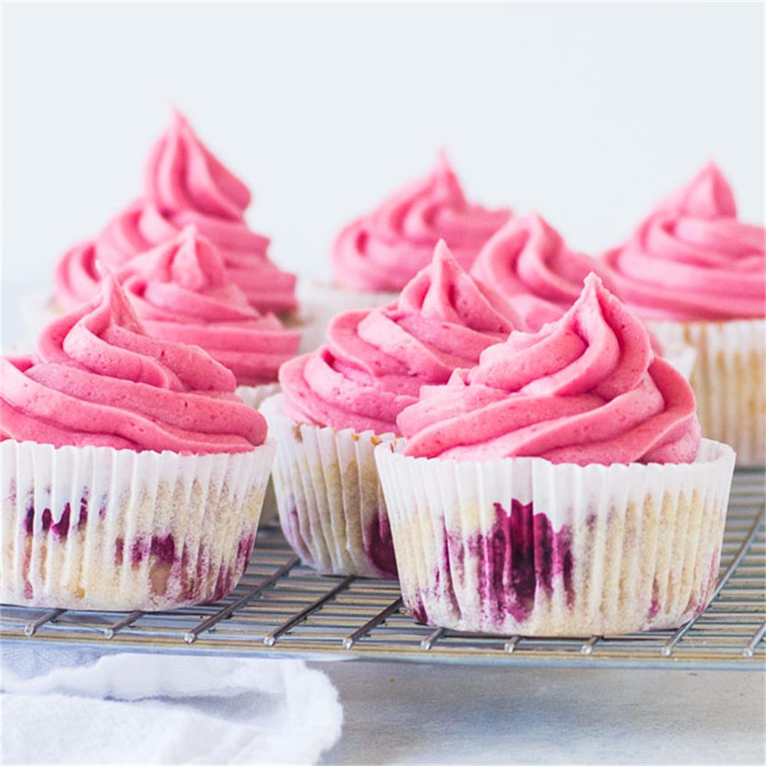 Raspberry Cupcakes with Raspberry Buttercream
