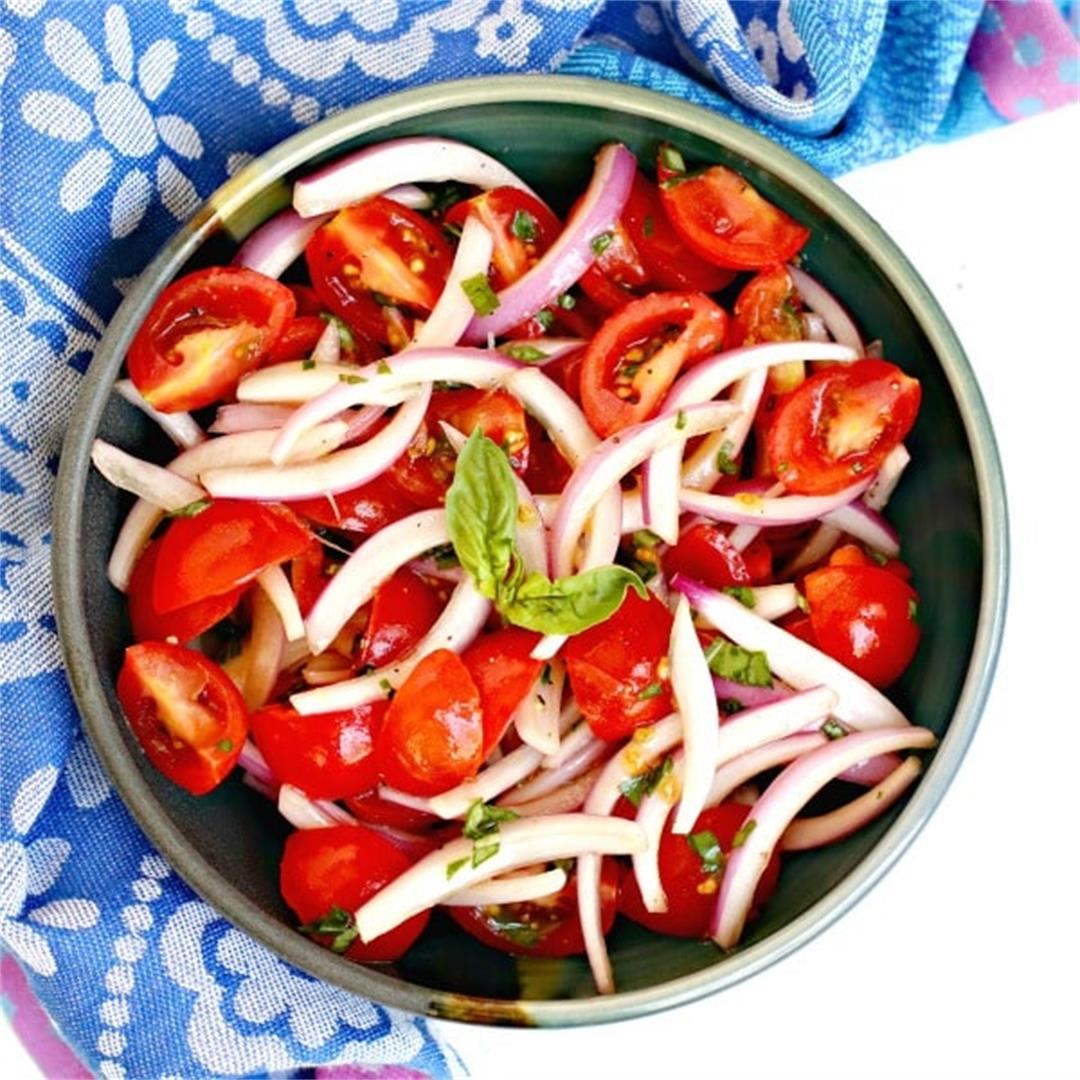 Tomato Onion Salad with Basil