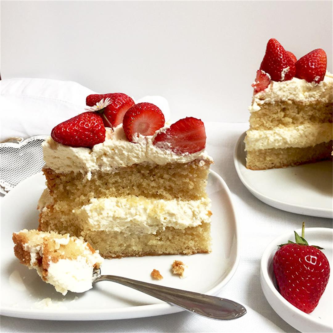 Simple Strawberry Layer Cake with Whipped Cream