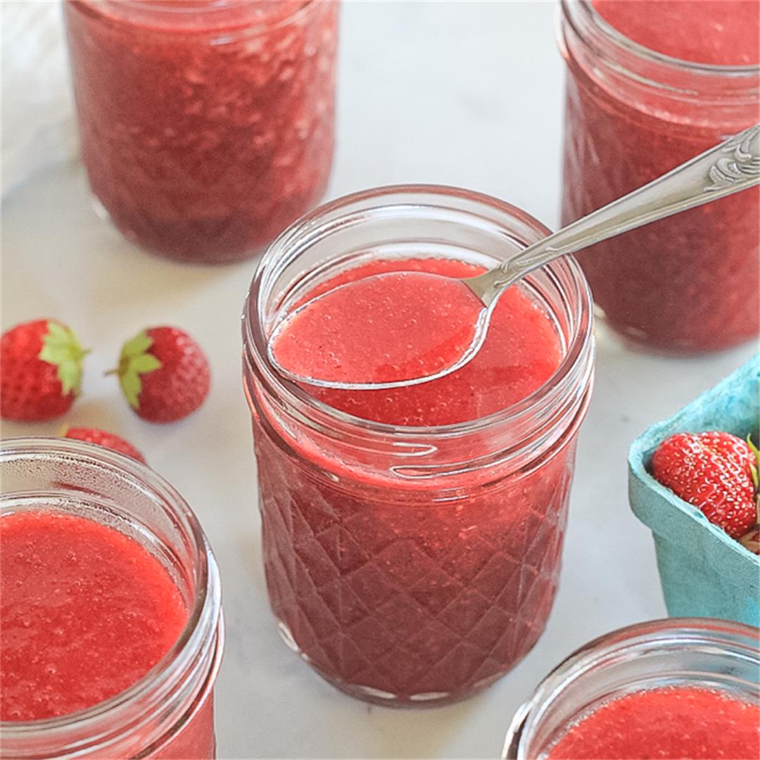 Strawberry Honey Balsamic Freezer Jam