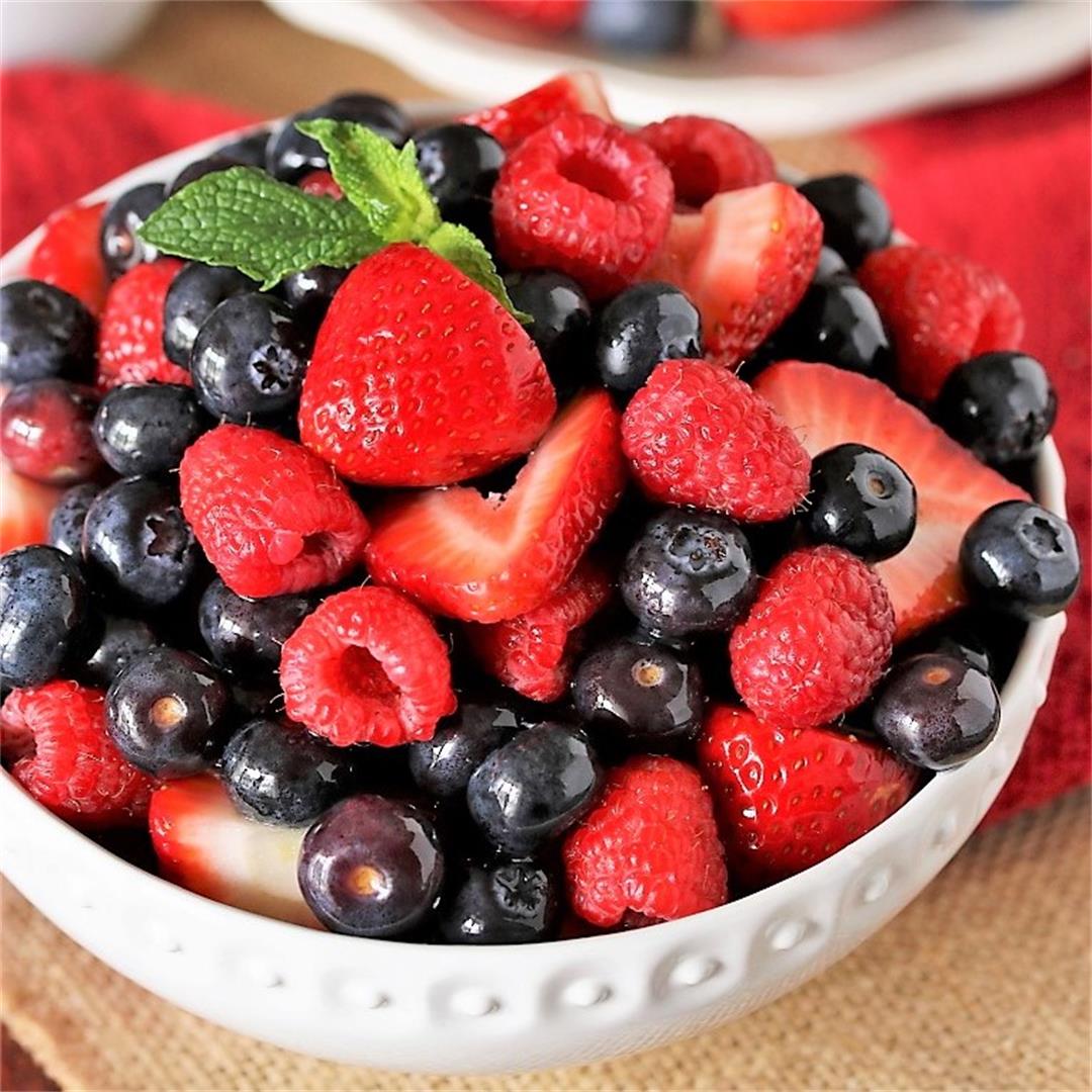 Triple Berry Fruit Salad with Vanilla Simple Syrup