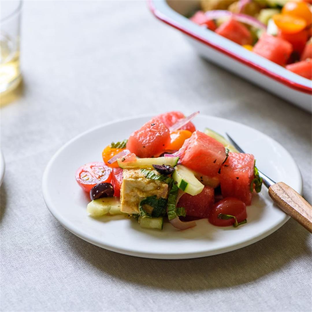 vTofu Feta Recipe + Greek Watermelon Salad [vegan]