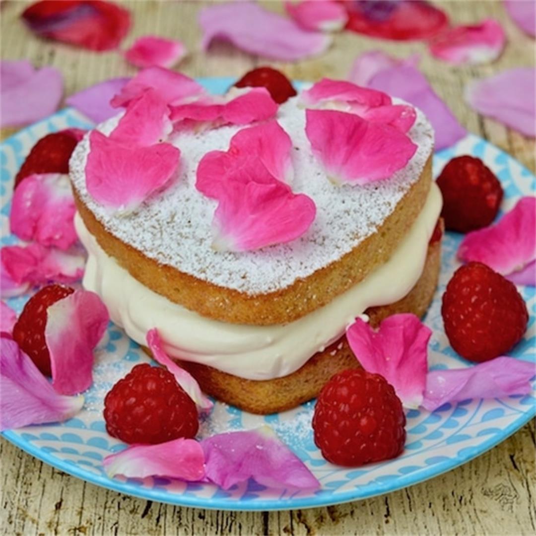 Raspberry Cream Sponge Cake with Lemon Verbena