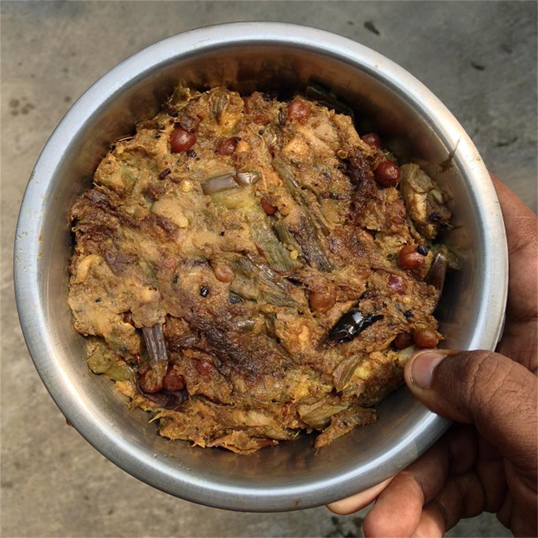 Delicious traditional Bengali style shola kochu shak recipe