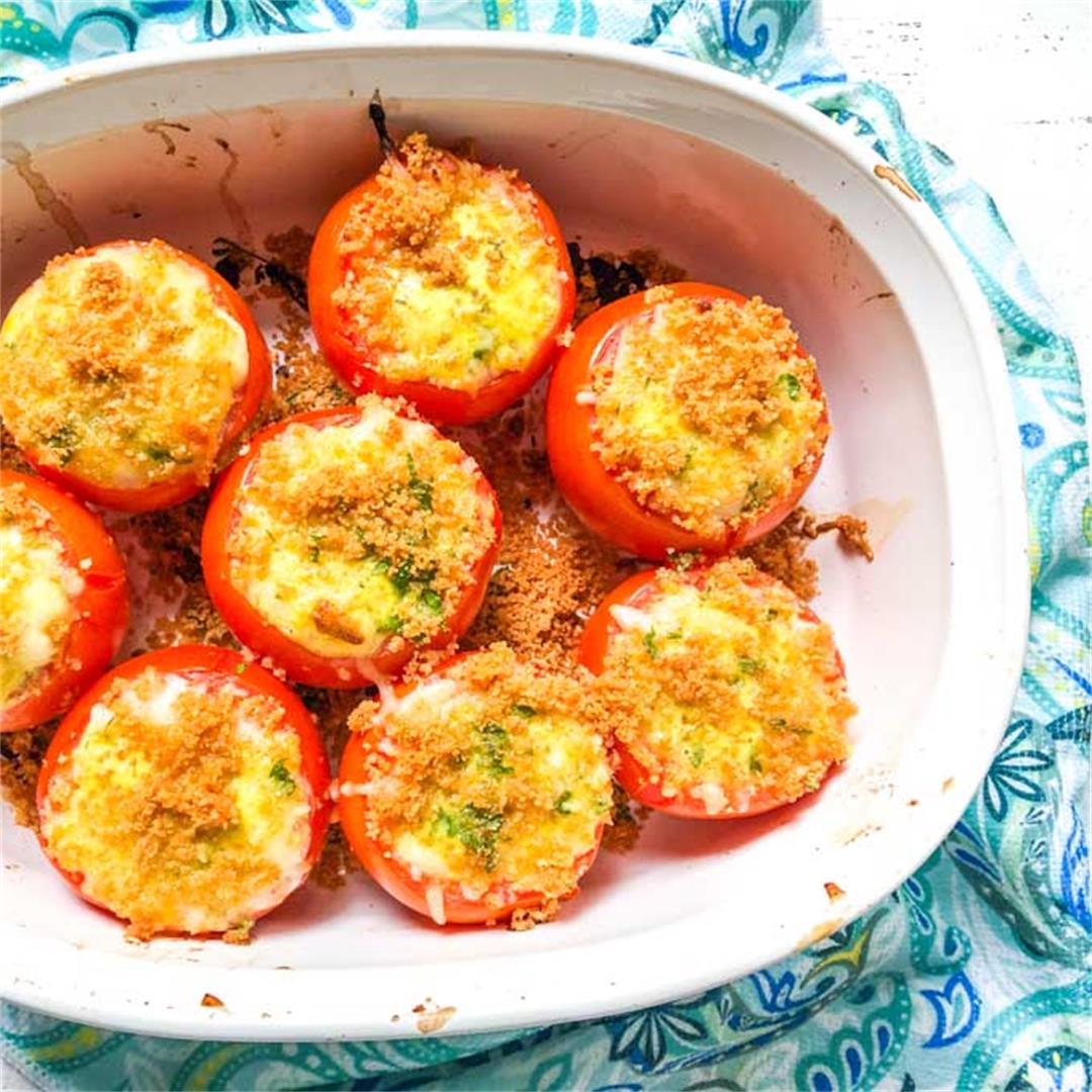 Low Carb Cheesy Egg Stuffed Tomatoes Recipe for a Summer Breakf