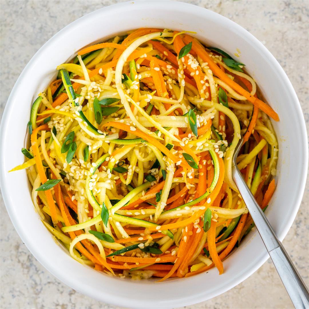 Carrot Zucchini Salad with Sesame Ginger Dressing