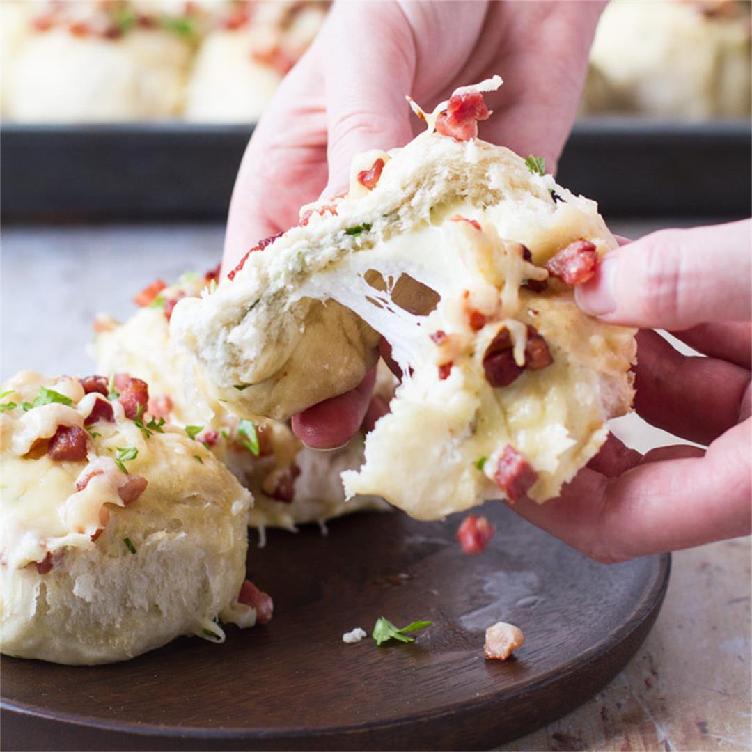 Homemade Dinner Rolls with Cheese and Bacon