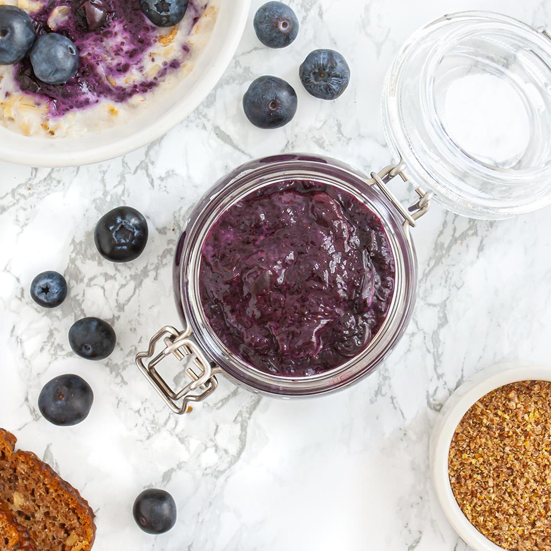 Sugar Free Blueberry Jam with Flaxseeds