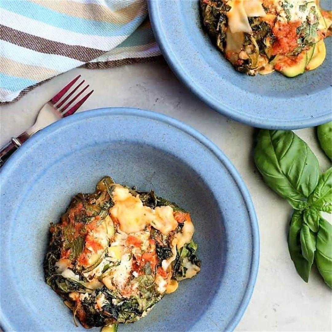Zucchini Kale Lasagna. All the flavor of lasagna without the ca
