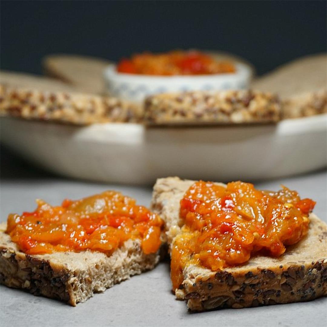 Zacusca – Romanian Eggplant and Red Pepper Spread