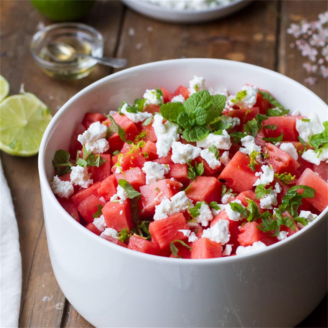 Watermelon Salad with Feta Cheese and Mint