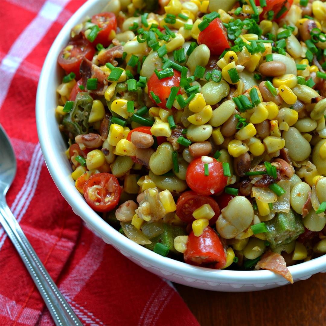 Summer Succotash Recipe with Bacon and Okra