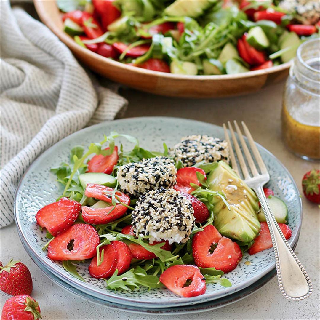 Summer Berry Salad with Sesame Baked Goat's Cheese