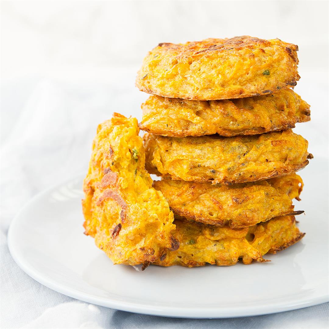 Baked butternut squash fritters with parmesan