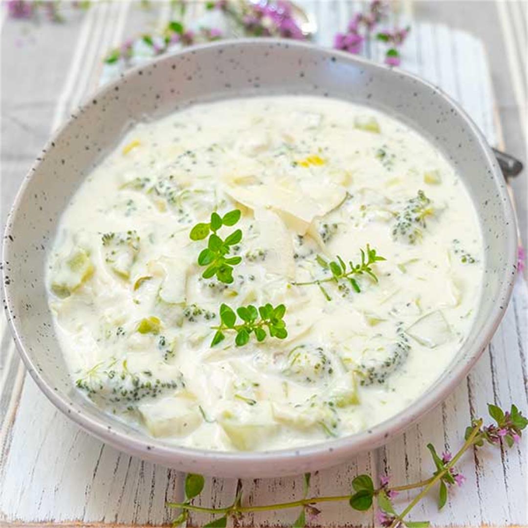 Cream of Broccoli, Leek & Parmesan Soup