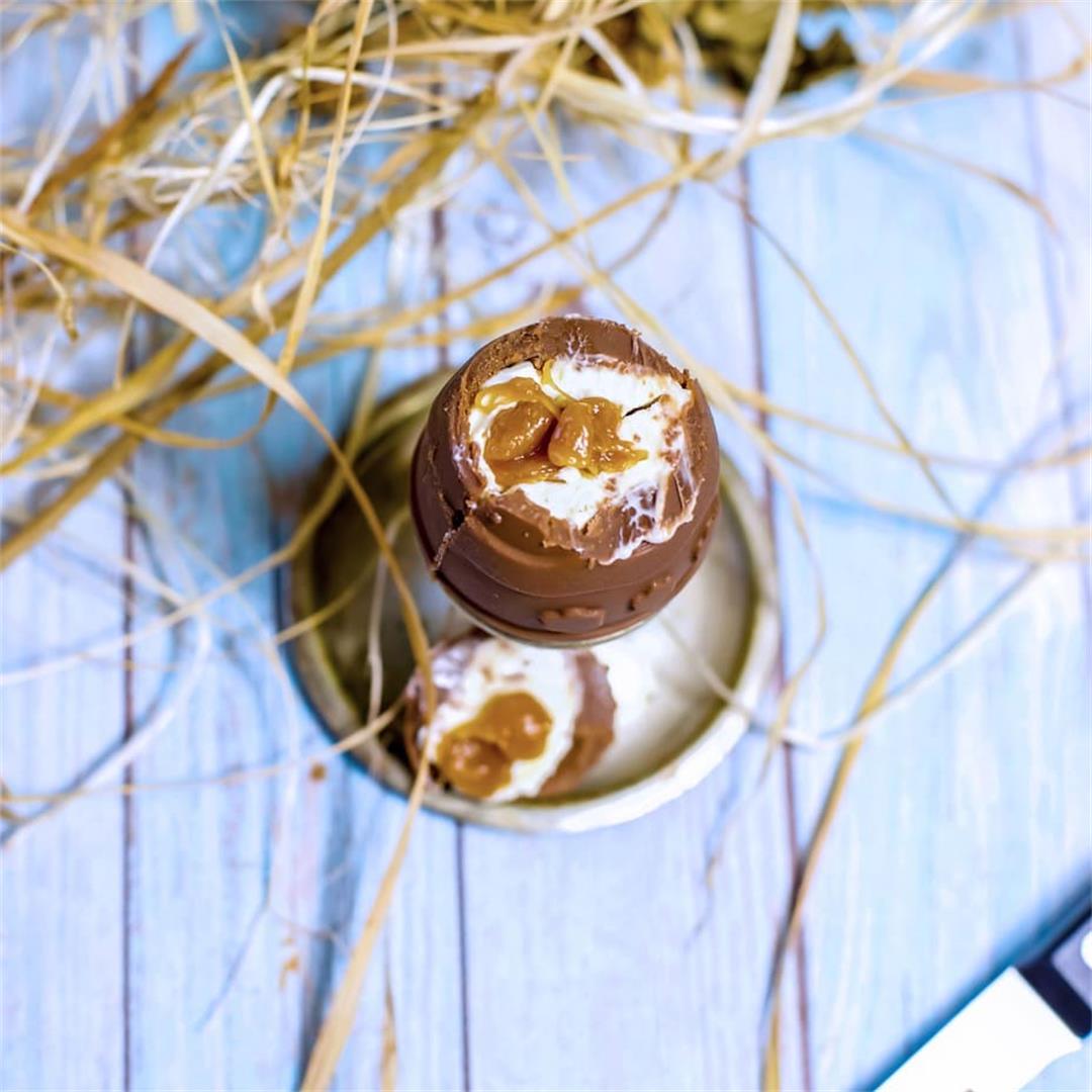 Sugar-Free Salted Caramel Keto Cheesecake Easter Egg