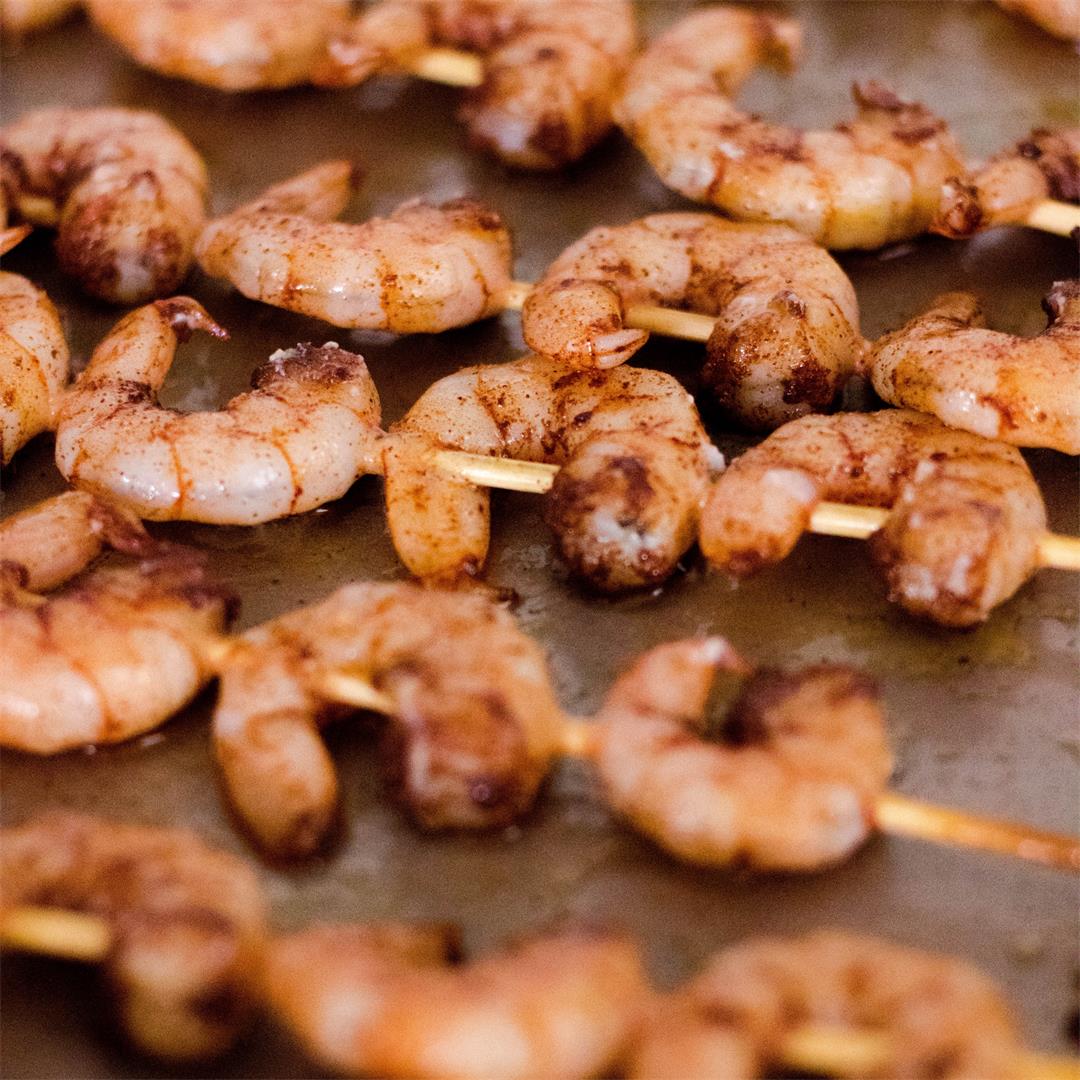 Healthy Baked Cinnamon Shrimp Skewers