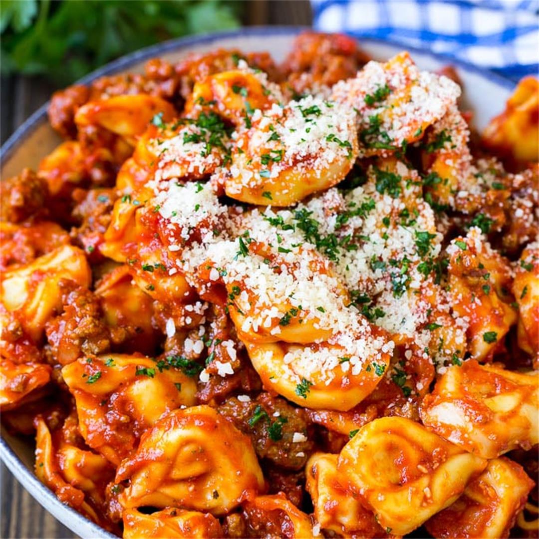 Cheese Tortellini in Meat Sauce